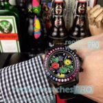 Nice Quality Copy Rolex Daytona Graffiti Dial Black Carvas Strap Men's Watch